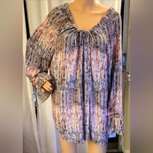 Women's Multicolor Patterned Top By Sejour Size 2X.